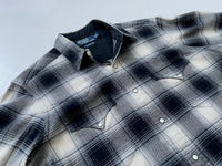 90s Vintage Polo RalphLauren Shadow Plaid Western Shirt M Black&White