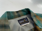 50s Vintage TOPSALL Rayon ShadowPlaid Shirt M Green