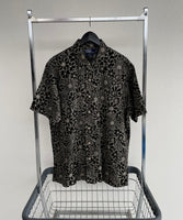 90s Vintage RalphLauren “Black Flower”Linen Shirt XL Black