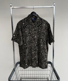 90s Vintage RalphLauren “Black Flower”Linen Shirt XL Black