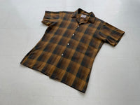 60s Vintage ARROW ShadowPlaid S/S Shirt M Brown