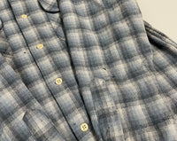 90s Vintage Ombre Wool Opencollar Shirt Gray&White M