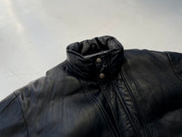 80s Eddie Bauer Leather Puffer Jacket Black