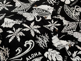 90s Vintage Polo RalphLauren Black Hawaiian OpenCollar Rayon Shirt M Black&White