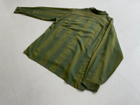 50s Vintage Sportsman Rayon ShadowPlaid Striped Shirt L Khaki&Green
