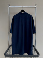 90s Vintage RalphLauren Silk&Linen OpenCollar Shirt L Navy