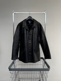 90s RalphLauren Leather CarCoat L Black