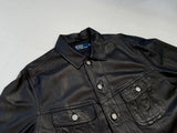 90s RalphLauren Leather Trucker Jacket L Black