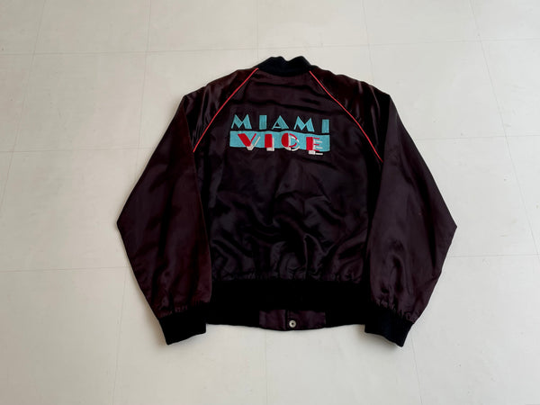 80s Vintage Varsity jacket MIAMI VICE Black L