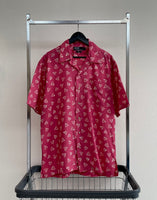 90s Vintage Polo RalphLauren 100% Rayon Triangle OpenCollarShirt M Pink