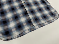 60s Vintage BRENT Ombre Print Flannel Shirt Turquoise,Navy&White XL