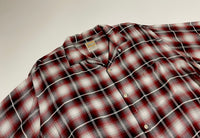 50s vintage BRENT Ombre check Opencollar shirt RedXBlackXWhite XL