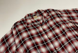 50s vintage BRENT Ombre check Opencollar shirt RedXBlackXWhite XL