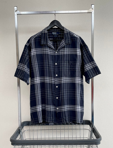 90s Vintage Polo RalphLauren CALDWELL Plaid Shirt XL Black&White