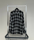 50s Vintage Deadstock ARROW Rayon ShadowPlaid Shirt XL Black&White