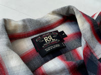 90s RRL Shadow Plaid Rayon Shirt L Rd Bl & Wh