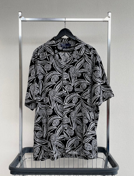 90s Vintage Polo RalphLauren “Big Leaf” OpenCollar Shirt L Black