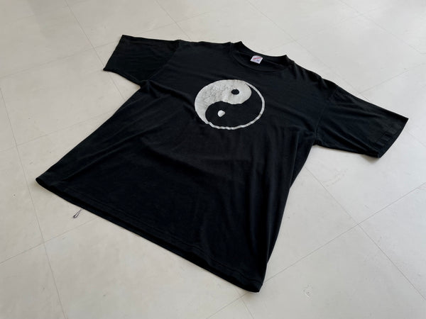 90s Vintage Ying Yang T Shirt XL Black