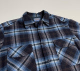 70s Vintage Ombre Wool Opencollar shirt Navy&Blue L