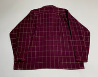 50s Vintage Wool stitch check Opencollar shirt Burgundy L