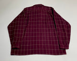 50s Vintage Wool stitch check Opencollar shirt Burgundy L