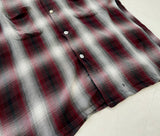 50s Vintage TOWNCRAFT Rayon ShadowPlaid Loop Shirt L Black&Burgundy