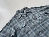 70s Vintage Pendleton ShadowPlaid Wool Board Shirt XL Turquoise&Gray