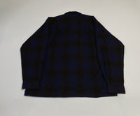 60s vintage golden line Ombre Wool Opencollar shirt Blue&Brown M
