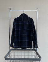 70s K MART ShadowPlaid Wool Shirt M Navy
