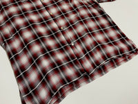 50s vintage BRENT Ombre check Opencollar shirt RedXBlackXWhite XL