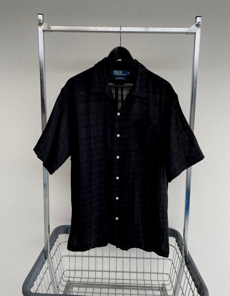 90s Vintage RalphLauren CALDWELL Shadow Plaid shirt L Black