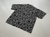 90s Vintage RalphLauren “Big Leaf” Rayon OpenCollar Shirt XL Black&White