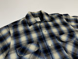 60s vintage Ombre Wool Opencollar shirt Black&Blue&White M