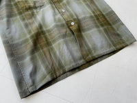 70s Merino ShadowPlaid Wool Shirt M Khaki AsIs