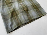 70s Merino ShadowPlaid Wool Shirt M Khaki AsIs