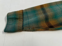 50s Vintage TOPSALL Rayon ShadowPlaid Shirt M Green