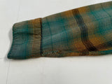 50s Vintage TOPSALL Rayon ShadowPlaid Shirt M Green