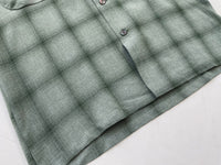 50s Vintage Deadstock Duke of Hollywood Rayon Shadow Plaid Loop shirt S Khaki