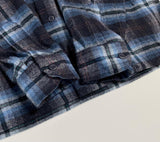 70s Vintage Ombre Wool Opencollar shirt Navy&Blue L