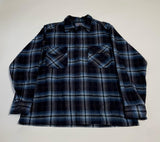 70s Vintage Ombre Wool Opencollar shirt Navy&Blue L
