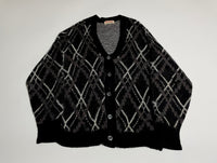 50s vintage PURITAN Mohair cardigan Black White Diamond Pattern