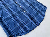 90s Vintage Polo RalphLauren Plaid Work Shirt L Blue