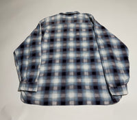 60s Vintage BRENT Ombre Print Flannel Shirt Turquoise,Navy&White XL