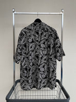 90s Vintage RalphLauren “Big Leaf” Rayon OpenCollar Shirt XL Black&White