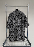 90s Vintage RalphLauren “Big Leaf” Rayon OpenCollar Shirt XL Black&White