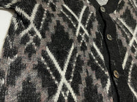 50s vintage PURITAN Mohair cardigan Black White Diamond Pattern