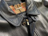 80s Burberry Leather Jacket L Black
