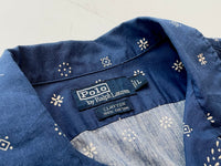 90s Vintage Polo RalphLauren Paisley OpenCollar Shirt L Navy