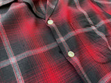 50s Vintage Mac Phergus Rayon ShadowPlaid  Loop Shirt M Black&Red