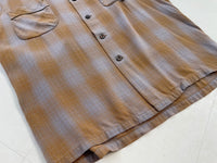 50s vintage Duke Of Hollywood ShadowPlaid Loop Shirt M Beige&Gray